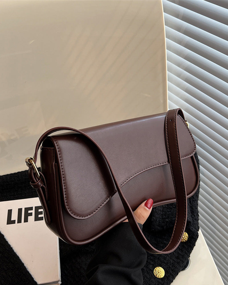 Simple solid color flip cover magnetic buckle shoulder bag bags