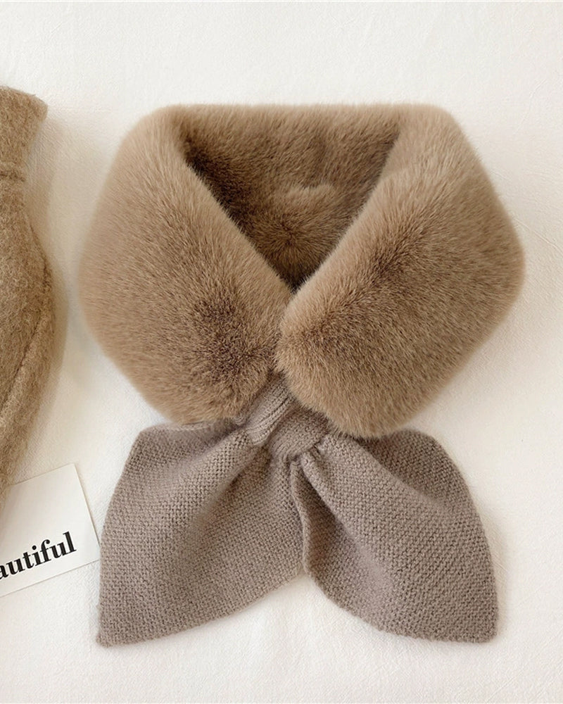 Fashionable Knitted Patchwork Fur Scarf