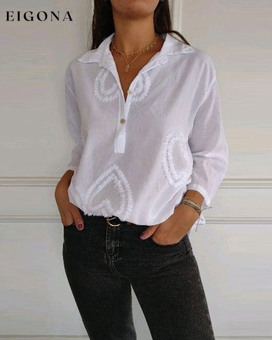 Casual solid color lapel love blouse blouses & shirts spring summer