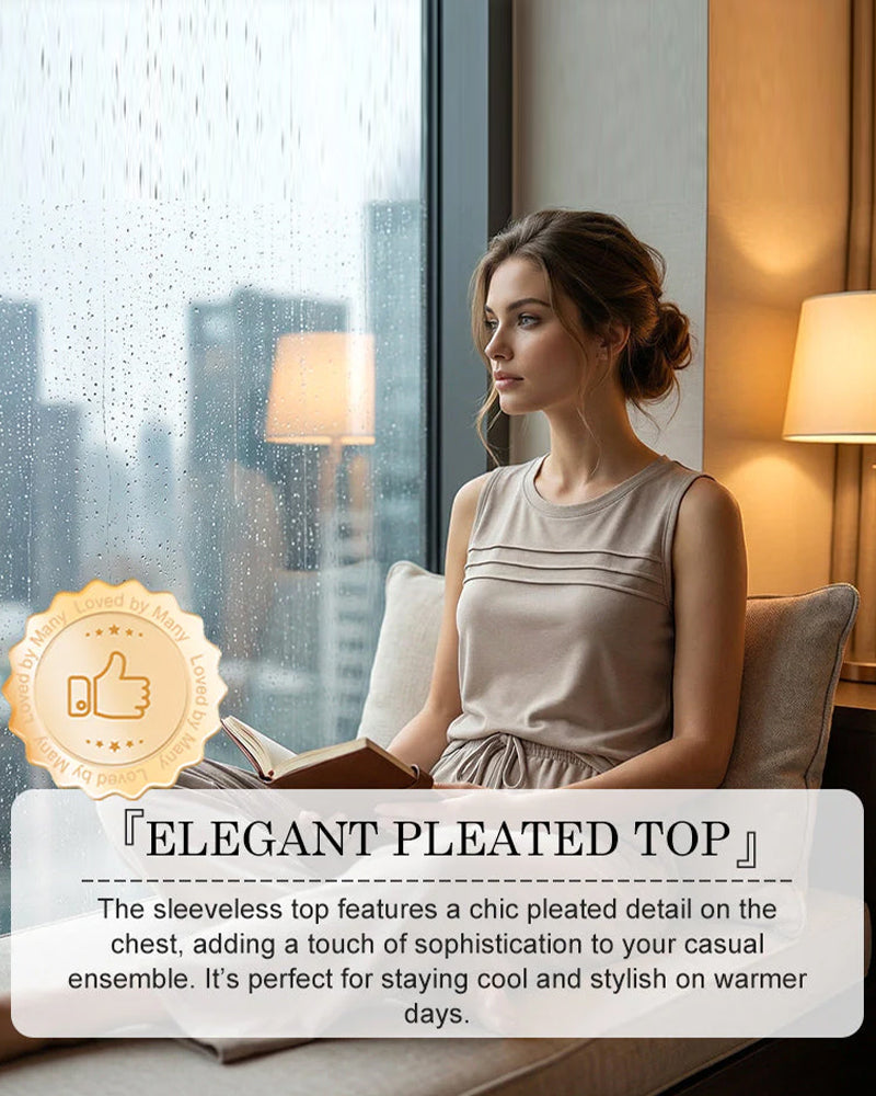 Pleated Vest Top Two-Piece Set