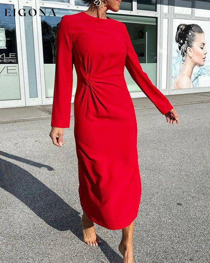 Solid Color Rond Neck Casual Dress 2023 f/w 23BF casual dresses Clothes Dresses spring