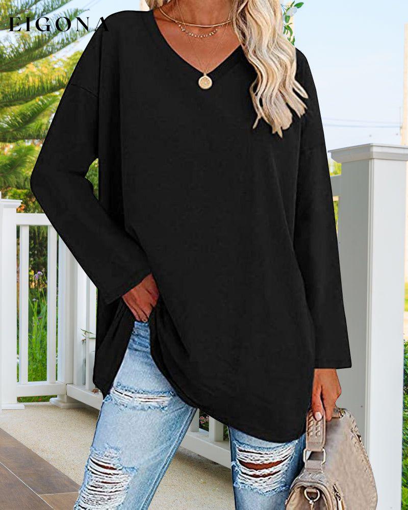 Plain v-neck long-sleeved women's t-shirt 2022 F/W 23BF clothes Short Sleeve Tops Spring T-shirts Tops/Blouses