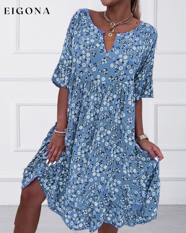 Half Sleeve Dress in Floral Print 23BF Casual Dresses Clothes Dresses Spring Summer