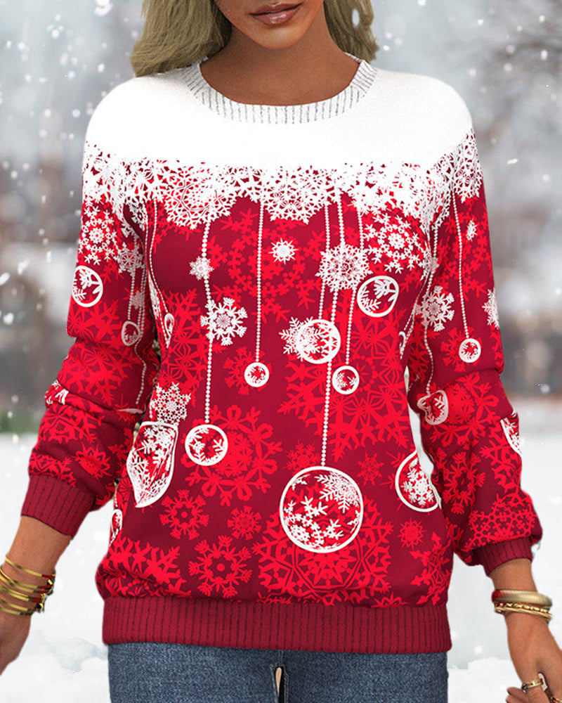 Christmas sweater with snowflake print and raglan sleeves 2022 F/W 23BF christmas Sweatshirts