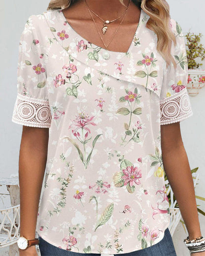 Kurzärmliges Top mit Blumenmuster