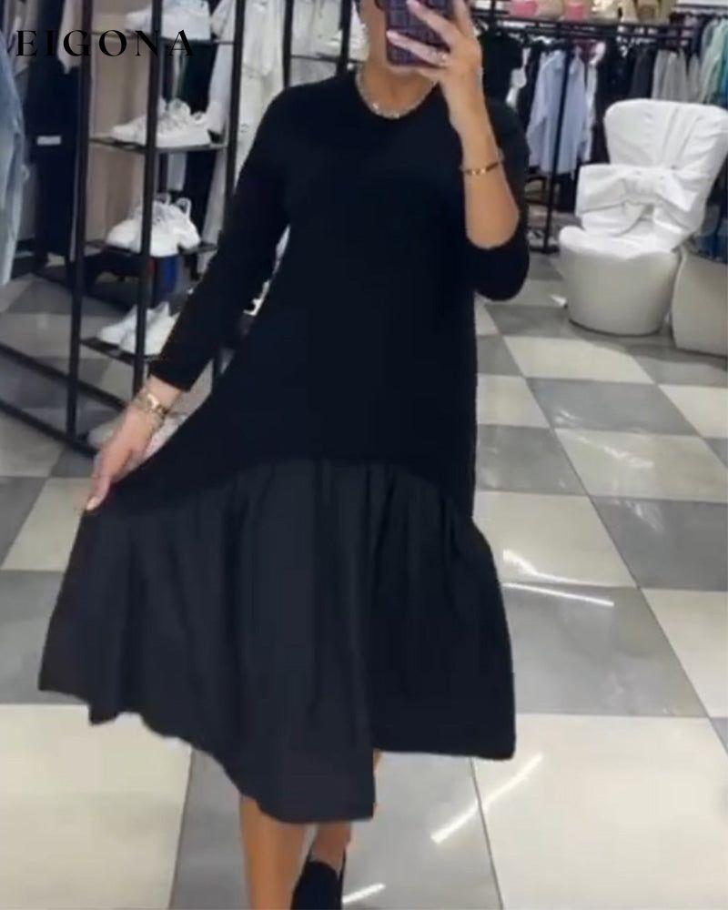 Casual Patchwork Dress with Ruffles Black 2023 f/w 23BF casual dresses Clothes Dresses spring