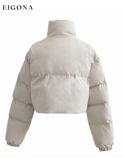 Snap and Zip Closure Drawstring Cropped Winter Coat clothes Jackets & Coats K&BZ Ship From Overseas