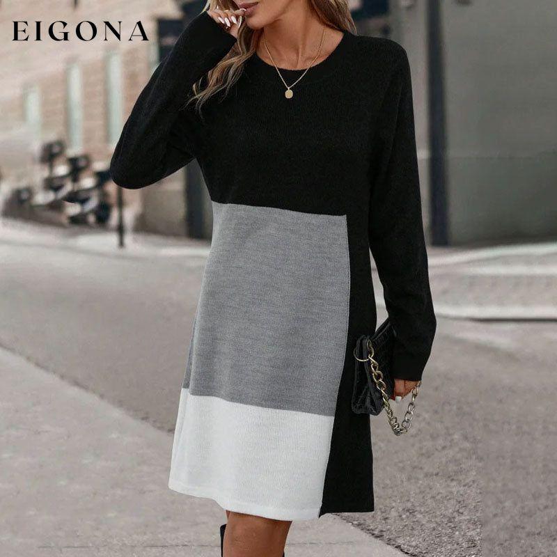 Casual Colour Block Dress Black best Best Sellings casual dresses clothes Plus Size Sale short dresses Topseller