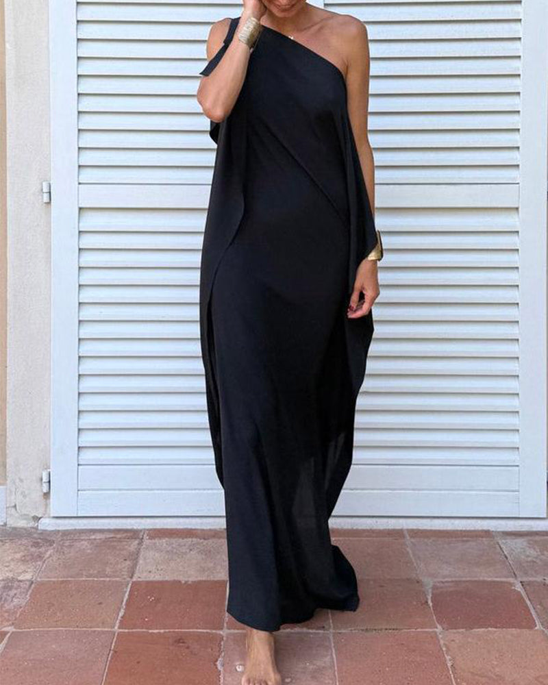 Flowing Solid Color Dress