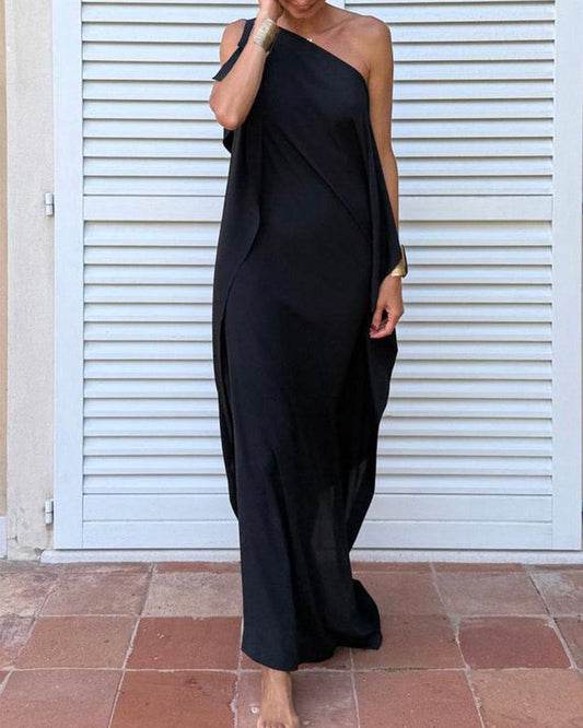 Flowing Solid Color Dress