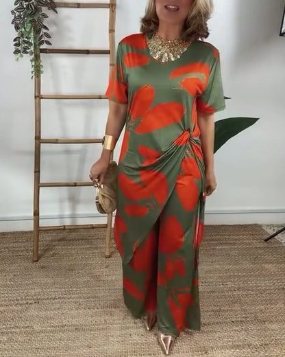 Twisted Irregular Straight Pants Set