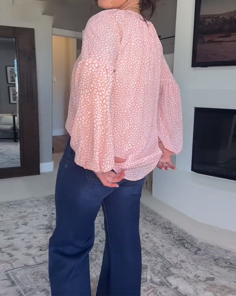 Camicetta a maniche lunghe con stampa a lanterna