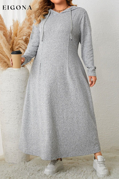 Plus Size Long Sleeve Hooded Maxi Dress casual dress clothes dress dresses HS long sleeves dress Ship From Overseas