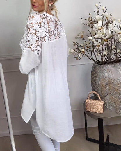 Pressed lace hollow casual blouse blouses & shirts spring summer