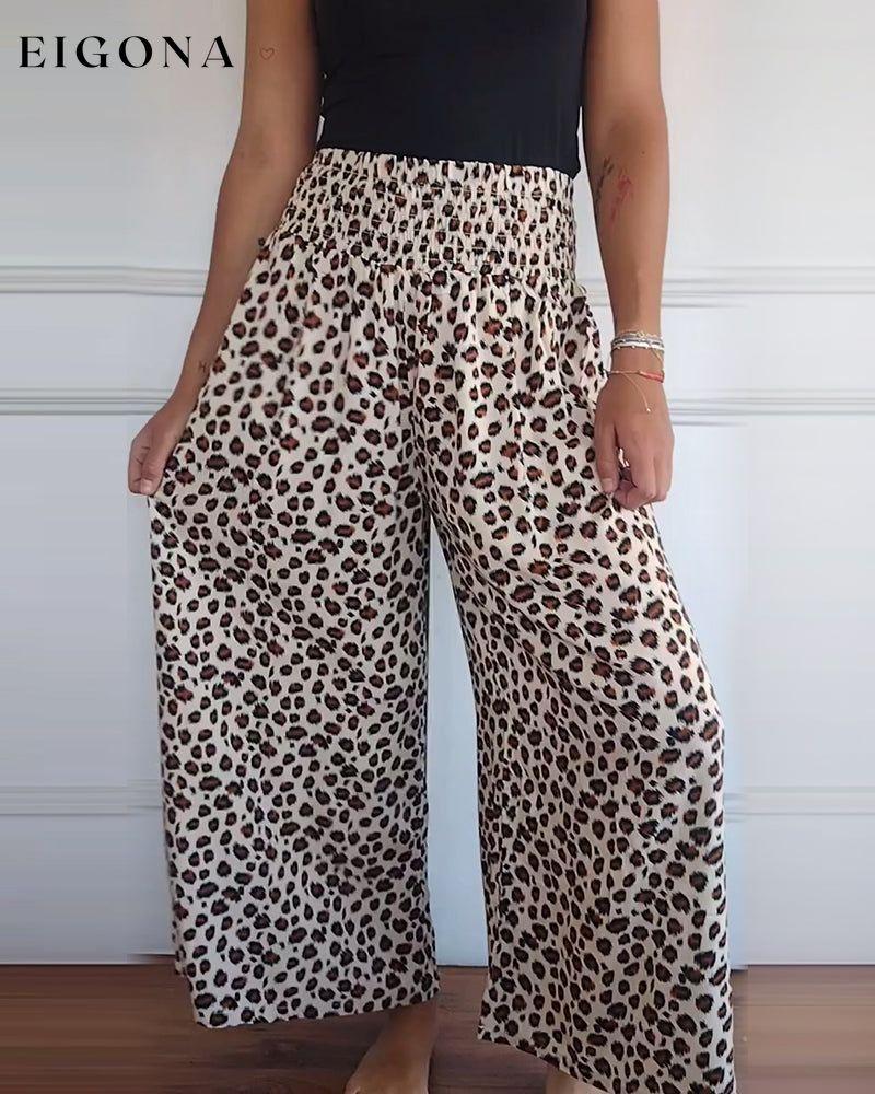 Leopard print casual wide leg pants pants spring summer