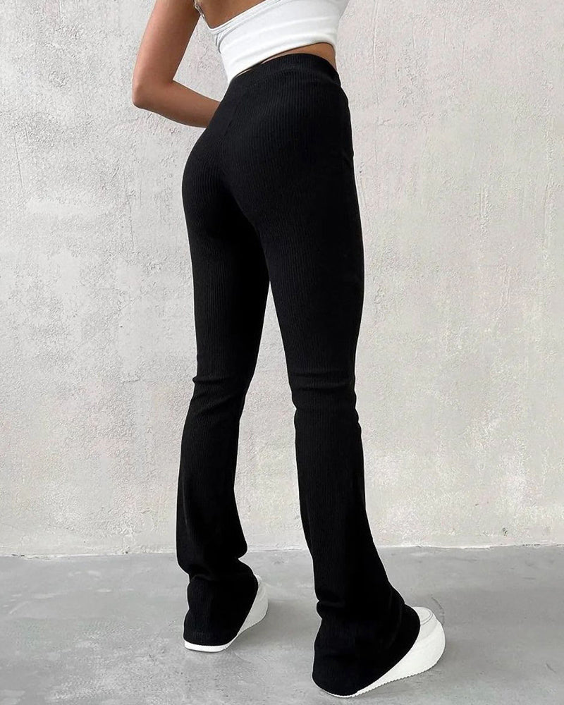 Solid color flared slim fit trousers 2024 f/w pants