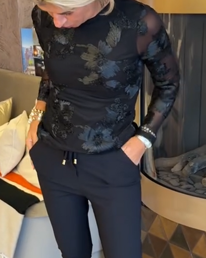 Stylish Round Neck Long-Sleeved Top