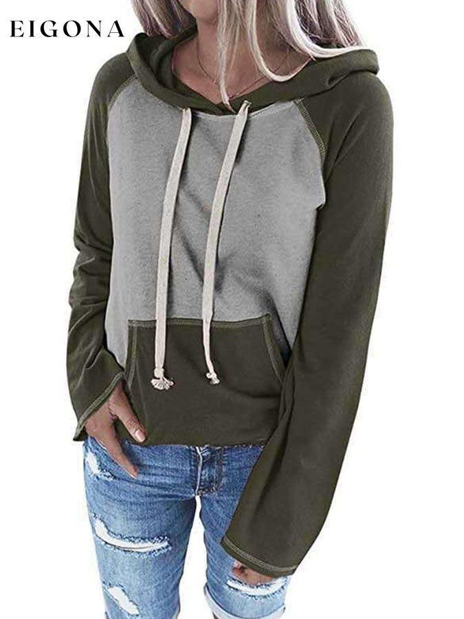 Casual Long Sleeve Hooded Colorblock Sweatshirt top tops