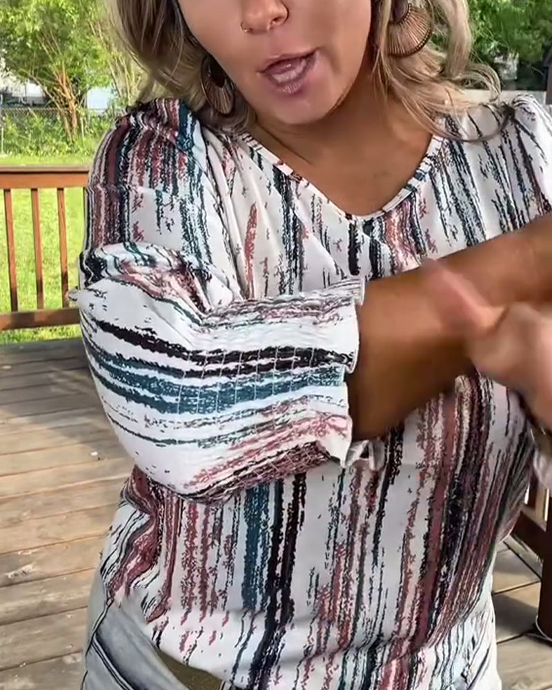 T-shirt casual stampata con scollo rotondo