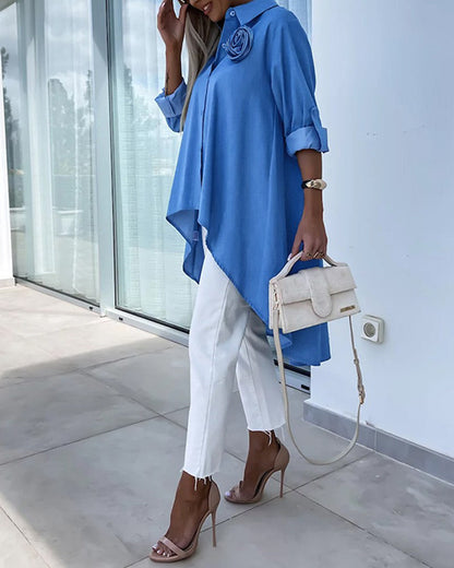 Irregular lapel solid color shirt blouses & shirts spring summer