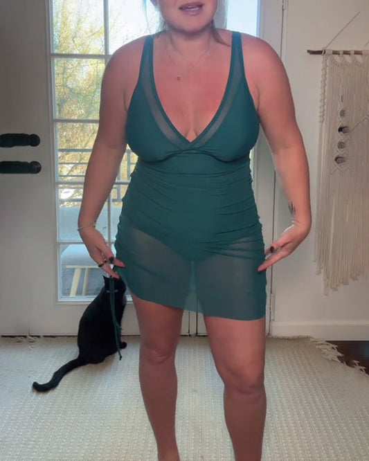 Costume da bagno intero sexy con gilet in rete