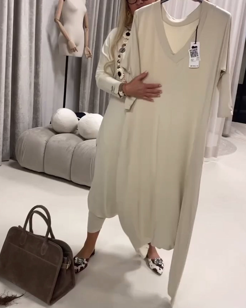 Einfarbiger, langärmliger Freizeit-Overall