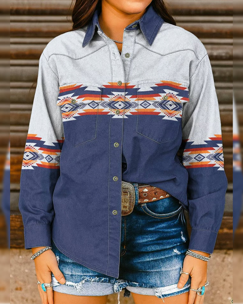 Casual Printed Long-Sleeve Shirt