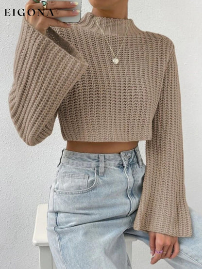 Mock Neck Long Sleeve Cropped Sweater C.J@MZ clothes crop top crop tops cropped cropped sweater cropped top croptop long sleeves Ship From Overseas shirt shirts sweater sweaters top tops turtleneck sweater