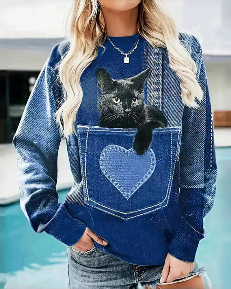 Vintage Pocket Cat Sweatshirt