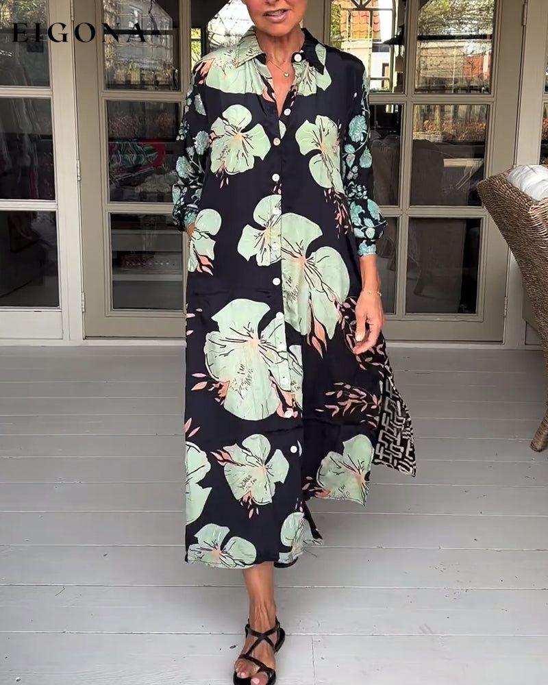 Casual floral print lapel buttoned maxi dress casual dresses spring summer