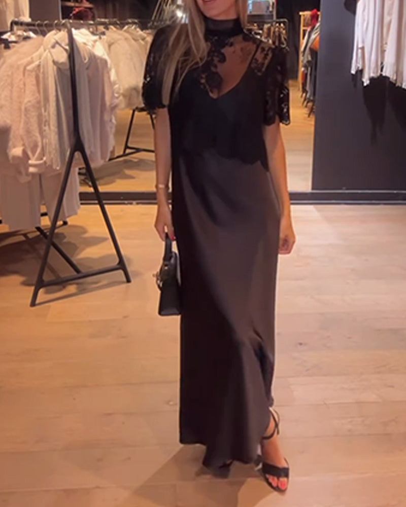 Lace And Mesh Blouse And Draped Slip Dress Sets