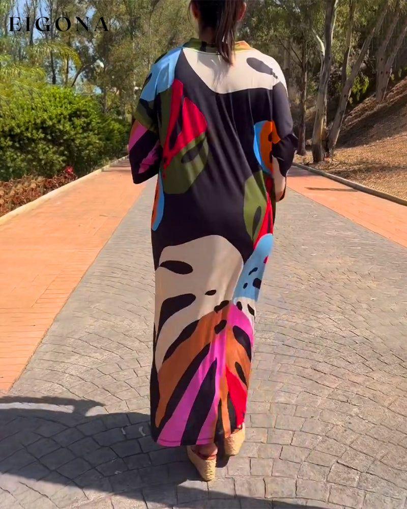 Casual V-neck colorful long dress 2023 f/w casual dress spring summer