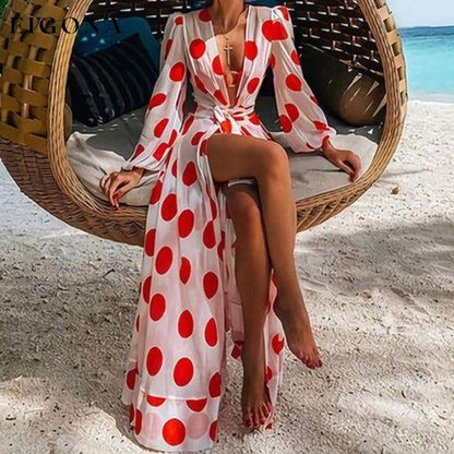 Beach Dress, Cutout Maxi Vacation Cover up, slit Maxi Dress clothes dress dresses long dress long dresses long sleeve dresses Maxi maxi dress swim swimsuit swimwear