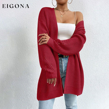 Casual Solid Colour Knitted Cardigan Wine Red best Best Sellings cardigan cardigans clothes Sale tops Topseller