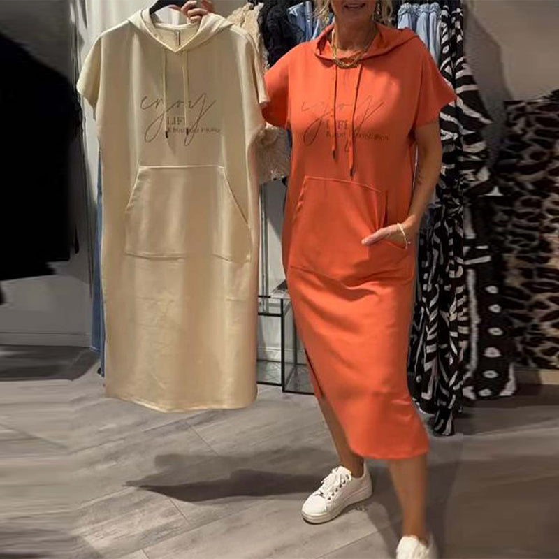 Hooded Casual Drawstring Dress