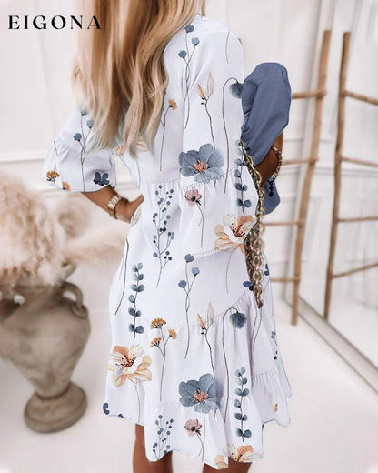 Floral print loose knee length dress 23BF Casual Dresses Clothes Dresses Spring Summer