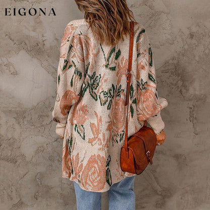 Casual Floral Print Knitted Cardigan best Best Sellings cardigan cardigans clothes Sale tops Topseller
