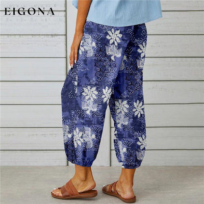 【Cotton And Linen】Vintage Printed Trousers best Best Sellings bottoms clothes Cotton And Linen pants Plus Size Sale Topseller