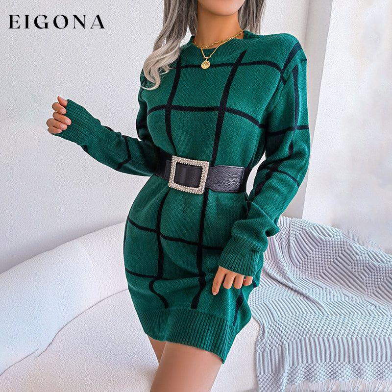 Casual Plaid Knit Dress best Best Sellings casual dresses clothes Sale short dresses Topseller