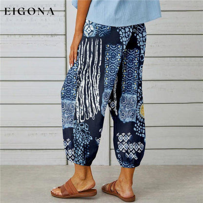 【Cotton And Linen】Vintage Printed Trousers best Best Sellings bottoms clothes Cotton And Linen pants Plus Size Sale Topseller