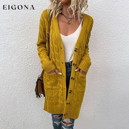 Casual Solid Color Knitted Cardigan Yellow best Best Sellings cardigan cardigans clothes Sale tops Topseller