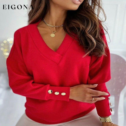 Casual Solid Colour Sweatshirt Red best Best Sellings clothes Sale tops Topseller