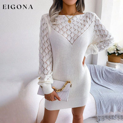 Fashionable Knitted Dress White best Best Sellings casual dresses clothes Sale short dresses Topseller