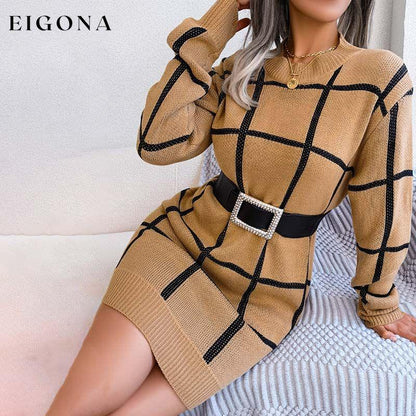 Casual Plaid Knit Dress best Best Sellings casual dresses clothes Sale short dresses Topseller