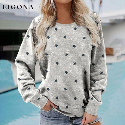 Star Print Casual Sweatshirt Gray best Best Sellings clothes Plus Size Sale tops Topseller