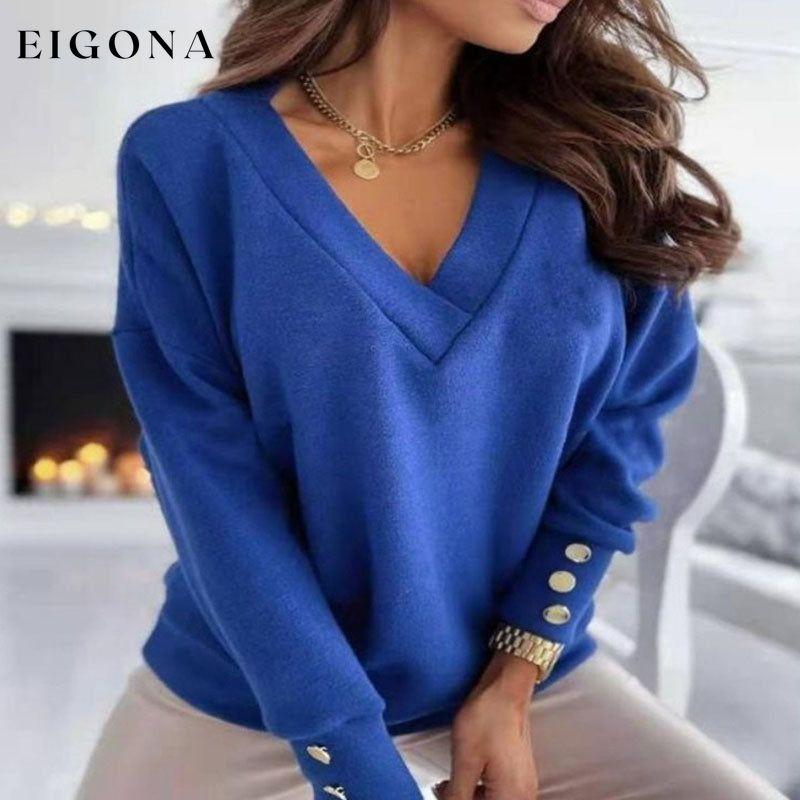 Casual Solid Colour Sweatshirt Blue best Best Sellings clothes Sale tops Topseller