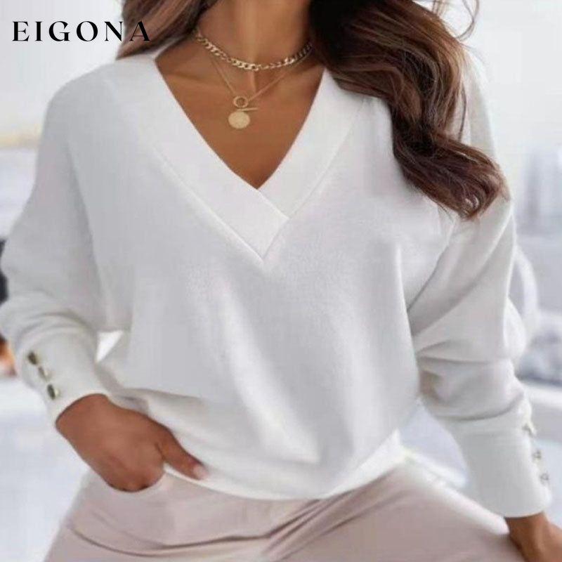 Casual Solid Colour Sweatshirt White best Best Sellings clothes Sale tops Topseller