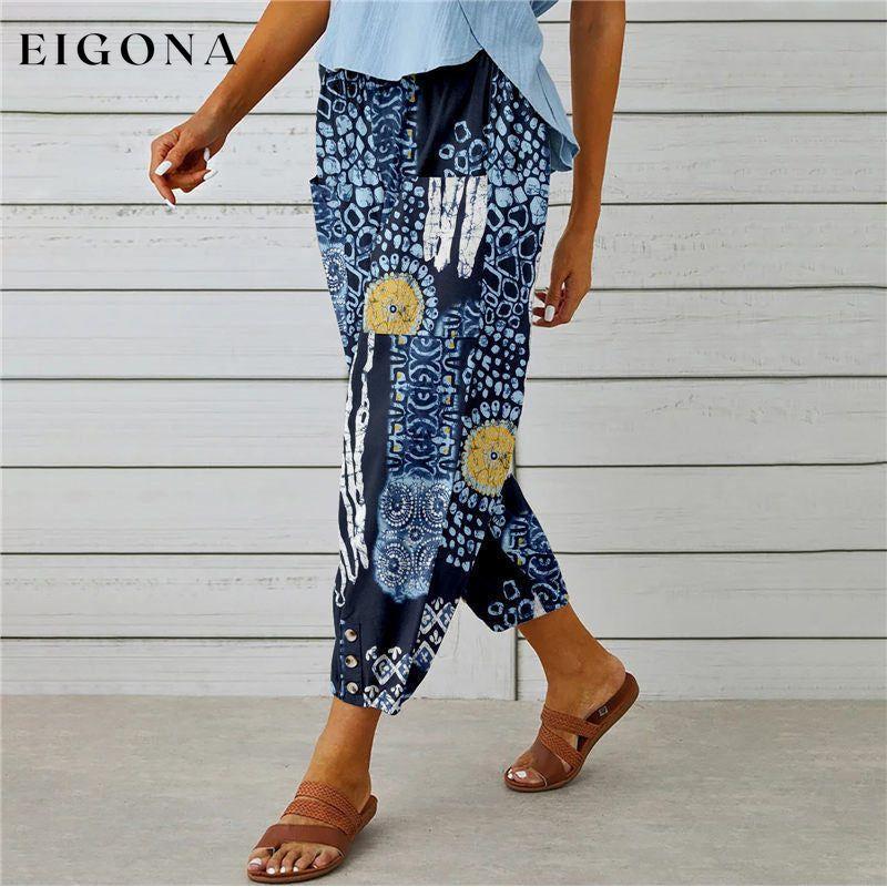 【Cotton And Linen】Vintage Printed Trousers best Best Sellings bottoms clothes Cotton And Linen pants Plus Size Sale Topseller