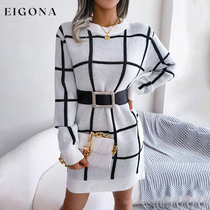 Casual Plaid Knit Dress best Best Sellings casual dresses clothes Sale short dresses Topseller