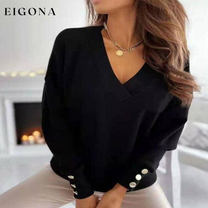 Casual Solid Colour Sweatshirt Black best Best Sellings clothes Sale tops Topseller